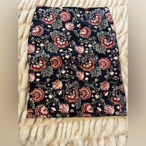 LOFT Blue and Pink Floral Pencil Skirt